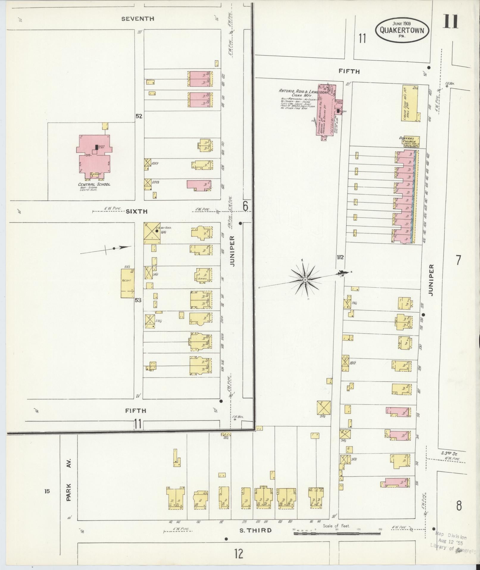 Sanborn Fire Insurance Map from Quakertown, Bucks County, Pennsylvania (1909), Sheet #0011 - Complete Map Set gallery image, historic Sanborn map, vintage wall art, Pennsylvania Pennsylvania