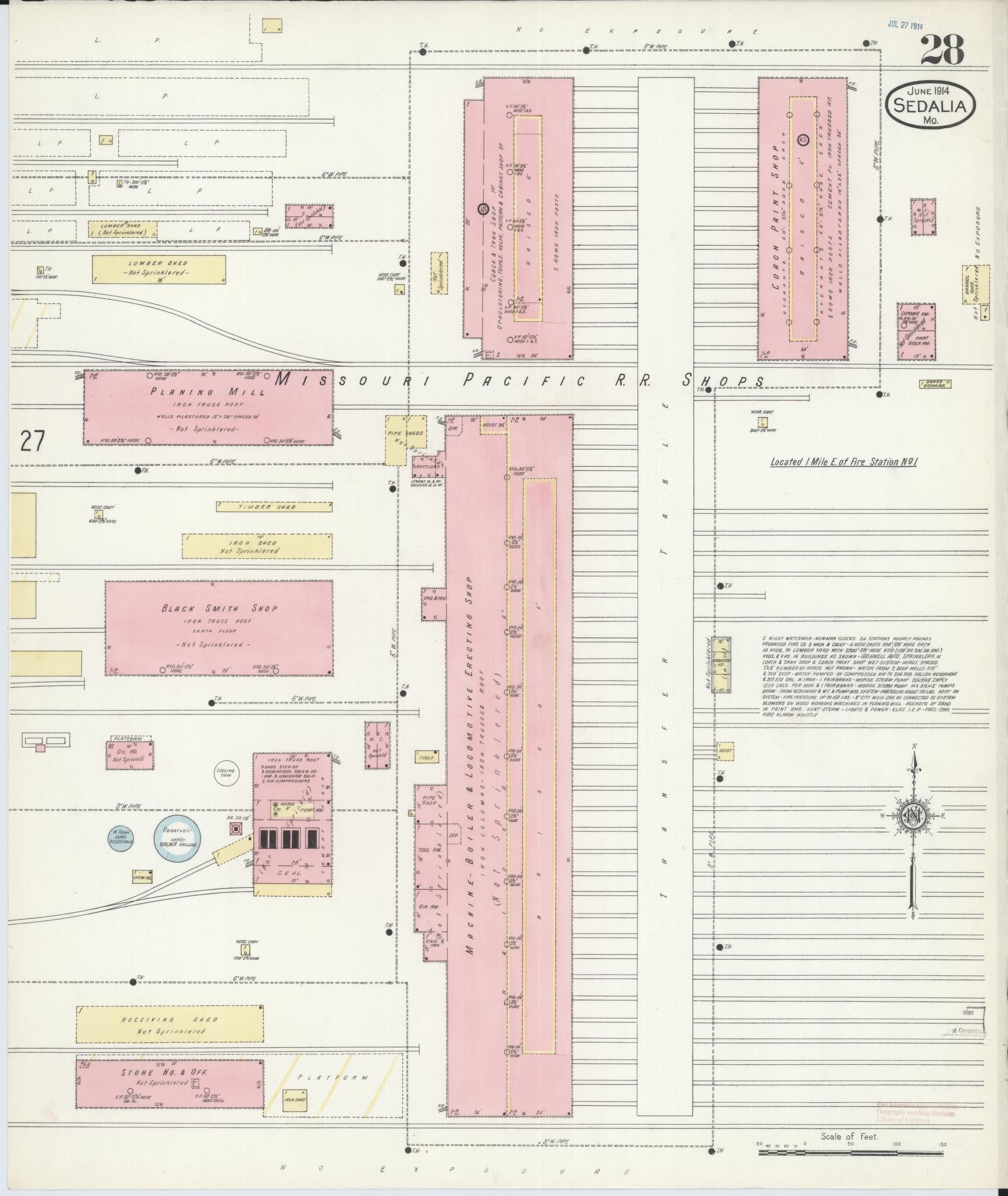 Sanborn Fire Insurance Map from Sedalia, Pettis County, Missouri (1914), Sheet #0028 - Complete Map Set gallery image, historic Sanborn map, vintage wall art, Missouri Missouri