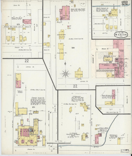 Sanborn Fire Insurance Map from Marion, Grant County, Indiana (1896), Sheet #0022 - Historic Sanborn Fire Insurance Map Print, vintage old map wall art, antique decor, genealogy gift, Indiana Indiana map