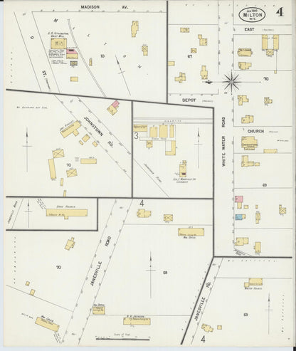 Sanborn Fire Insurance Map from Milton, Rock County, Wisconsin (1900), Sheet #0004 - Historic Sanborn Fire Insurance Map Print, vintage old map wall art, antique decor, genealogy gift, Wisconsin Wisconsin map