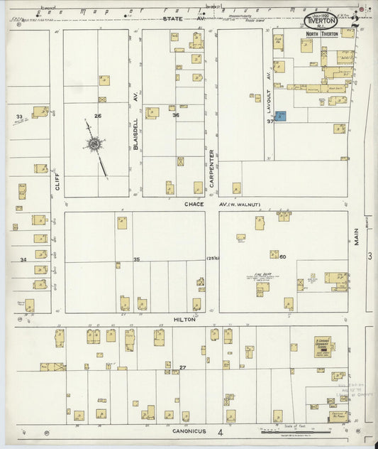 Sanborn Fire Insurance Map from Tiverton, Newport County, Rhode Island (1920), Sheet #0002 - Historic Sanborn Fire Insurance Map Print, vintage old map wall art, antique decor, genealogy gift, Rhode Island Rhode Island map