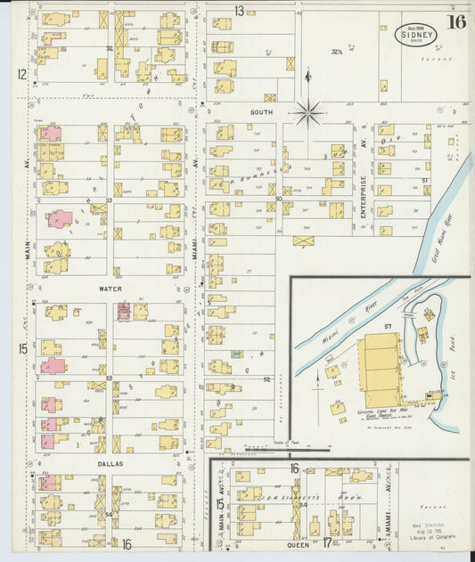 Sanborn Fire Insurance Map from Sidney, Shelby County, Ohio (1898), Sheet #0016 - Historic Sanborn Fire Insurance Map Print, vintage old map wall art, antique decor, genealogy gift, Ohio Ohio map