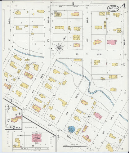 Sanborn Fire Insurance Map from Saint Cloud, Stearns, Benton, and Sherburne Counties, Minnesota (1904), Sheet #0004 - Complete Map Set gallery image, historic Sanborn map, vintage wall art, Minnesota Minnesota
