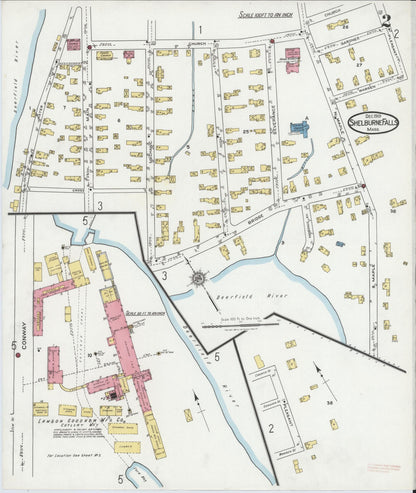 Sanborn Fire Insurance Map from Shelburne Falls, Franklin County, Massachusetts (1919), Sheet #0002 - Complete Map Set gallery image, historic Sanborn map, vintage wall art, Massachusetts Massachusetts