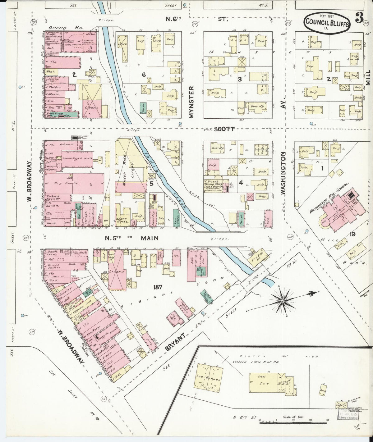Sanborn Fire Insurance Map from Council Bluffs, Pottawattamie County, Iowa (1891), Sheet #0003 - Historic Sanborn Fire Insurance Map Print