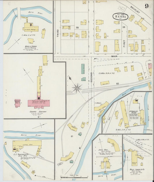 Sanborn Fire Insurance Map from Barre, Washington County, Vermont (1894), Sheet #0009 - Historic Sanborn Fire Insurance Map Print, vintage old map wall art, antique decor, genealogy gift, Vermont Vermont map