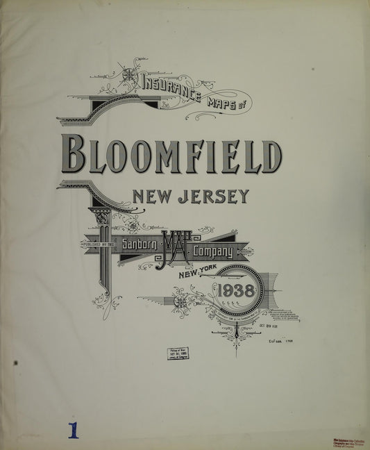 Sanborn Fire Insurance Map from Bloomfield, Essex County, New Jersey. (1938) – Historic Sanborn Fire Insurance Map Print