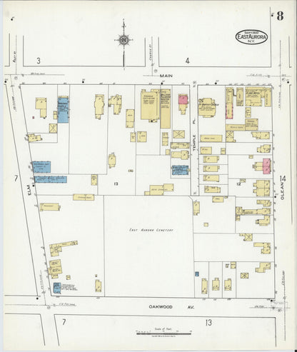 Sanborn Fire Insurance Map from East Aurora, Erie County, New York (1920), Sheet #0008 - Complete Map Set gallery image, historic Sanborn map, vintage wall art, New York New York