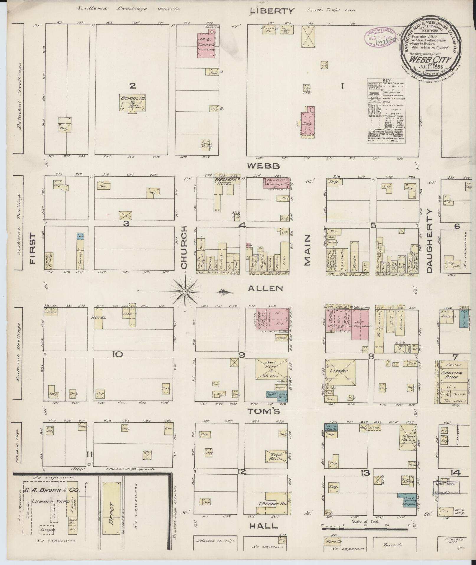 Sanborn Fire Insurance Map from Webb City, Jasper County, Missouri (1885), Sheet #0001 - Historic Sanborn Fire Insurance Map Print, vintage old map wall art, antique decor, genealogy gift, Missouri Missouri map