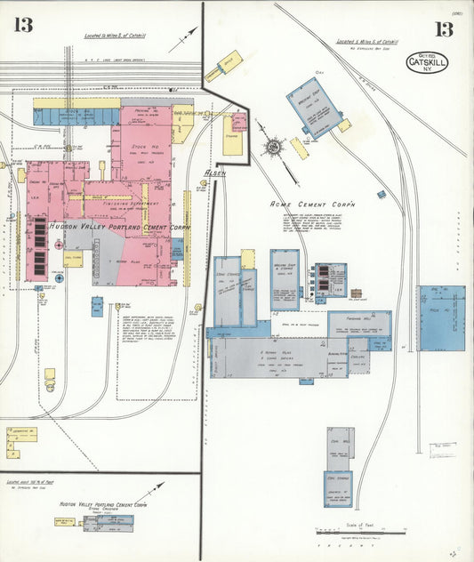 Sanborn Fire Insurance Map from Catskill, Greene County, New York (1923), Sheet #0013 - Historic Sanborn Fire Insurance Map Print, vintage old map wall art, antique decor, genealogy gift, New York New York map