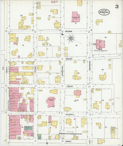 Sanborn Fire Insurance Map from Newberry, Newberry County, South Carolina (1905), Sheet #0003 - Complete Map Set gallery image, historic Sanborn map, vintage wall art, South Carolina South Carolina