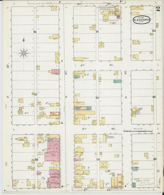 Sanborn Fire Insurance Map from Alexandria, Douglas County, Minnesota (1892), Sheet #0002 - Historic Sanborn Fire Insurance Map Print, vintage old map wall art, antique decor, genealogy gift, Minnesota Minnesota map
