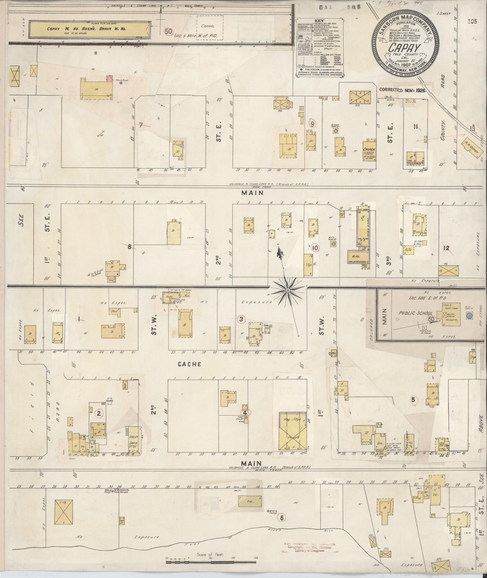 Sanborn Fire Insurance Map from Capay, Yolo County, California (1926), Sheet #0001 - Historic Sanborn Fire Insurance Map Print, vintage old map wall art, antique decor, genealogy gift, California California map