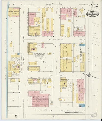 Sanborn Fire Insurance Map from Benton Harbor, Berrien County, Michigan (1917), Sheet #0002 - Complete Map Set gallery image, historic Sanborn map, vintage wall art, Michigan Michigan