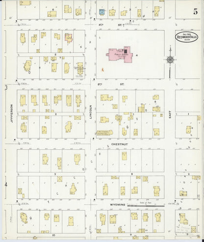 Sanborn Fire Insurance Map from Redwood Falls, Redwood County, Minnesota (1909), Sheet #0005 - Complete Map Set gallery image, historic Sanborn map, vintage wall art, Minnesota Minnesota