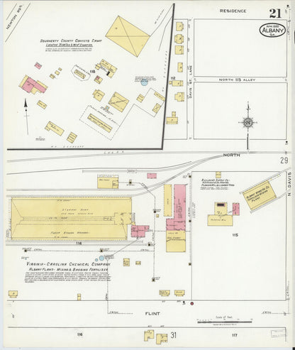 Sanborn Fire Insurance Map from Albany, Dougherty County, Georgia (1920), Sheet #0021 - Complete Map Set gallery image, historic Sanborn map, vintage wall art, Georgia Georgia