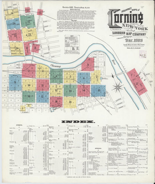 Sanborn Fire Insurance Map from Corning, Steuben County, New York. (1908) – Historic Sanborn Fire Insurance Map Print