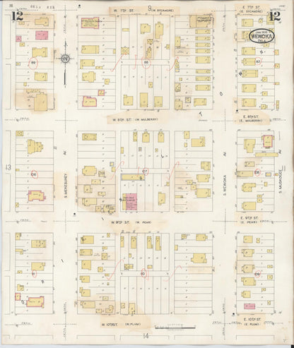 Sanborn Fire Insurance Map from Wewoka, Seminole County, Oklahoma (1945), Sheet #0012 - Complete Map Set gallery image, historic Sanborn map, vintage wall art, Oklahoma Oklahoma