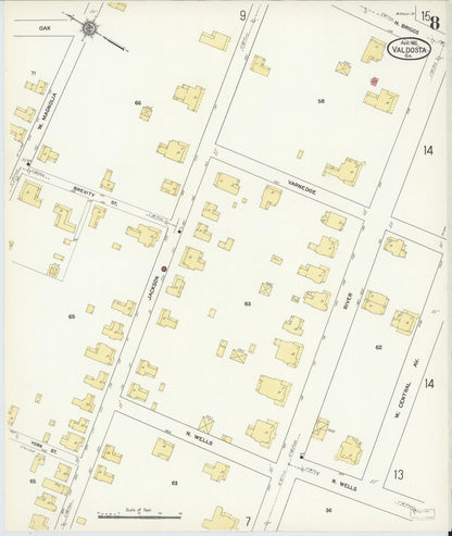 Sanborn Fire Insurance Map from Valdosta, Lowndes County, Georgia (1911), Sheet #0008 - Complete Map Set gallery image, historic Sanborn map, vintage wall art, Georgia Georgia
