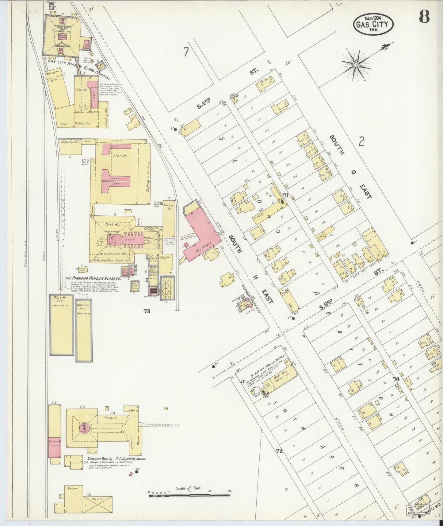 Sanborn Fire Insurance Map from Gas City, Grant County, Indiana (1904), Sheet #0008 - Historic Sanborn Fire Insurance Map Print, vintage old map wall art, antique decor, genealogy gift, Indiana Indiana map