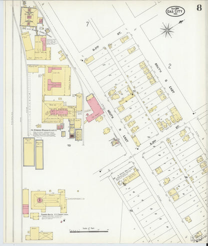 Sanborn Fire Insurance Map from Gas City, Grant County, Indiana (1904), Sheet #0008 - Historic Sanborn Fire Insurance Map Print, vintage old map wall art, antique decor, genealogy gift, Indiana Indiana map