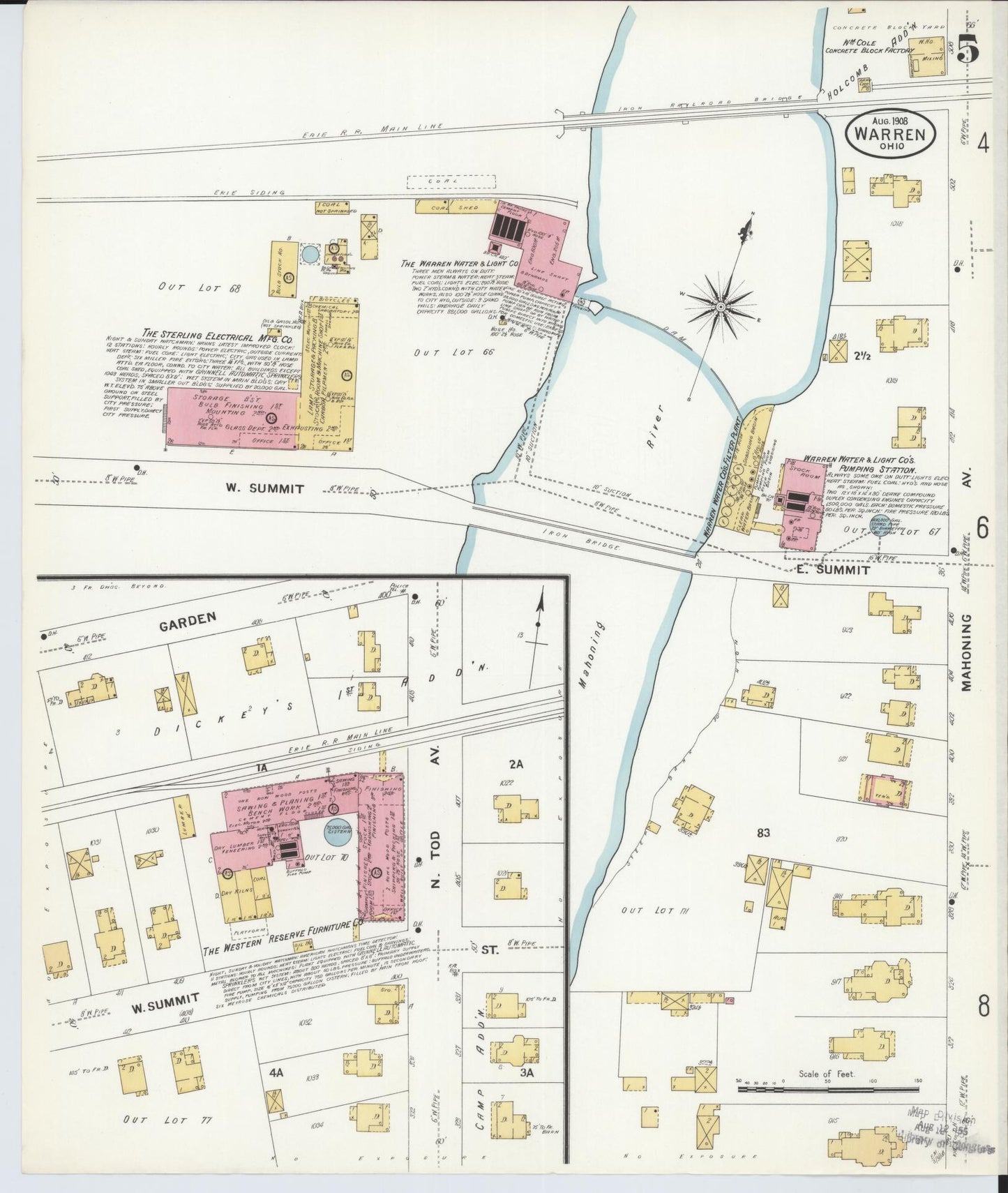Sanborn Fire Insurance Map from Warren, Trumbull County, Ohio (1908), Sheet #0005 - Complete Map Set gallery image, historic Sanborn map, vintage wall art, Ohio Ohio