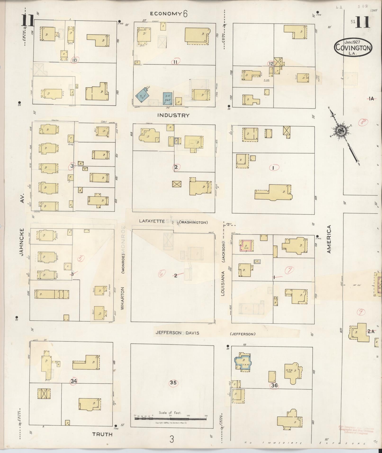 Sanborn Fire Insurance Map from Covington, Saint Tammany Parish, Louisiana (1941), Sheet #0011 - Complete Map Set gallery image, historic Sanborn map, vintage wall art, Louisiana Louisiana