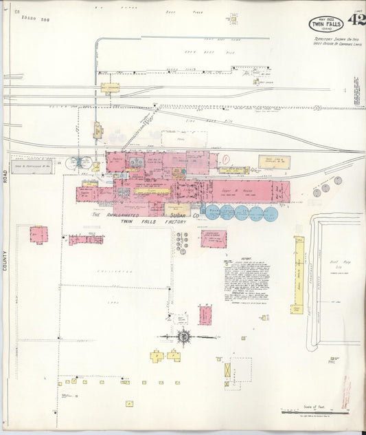 Sanborn Fire Insurance Map from Twin Falls, Twin Falls County, Idaho (1949), Sheet #0042 - Historic Sanborn Fire Insurance Map Print, vintage old map wall art, antique decor, genealogy gift, Falls Idaho map
