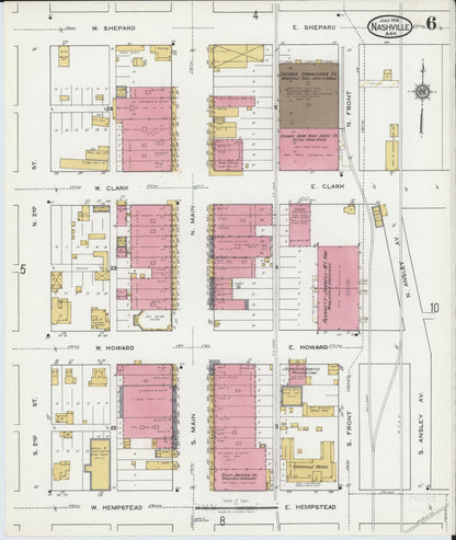 Sanborn Fire Insurance Map from Nashville, Howard County, Arkansas (1919), Sheet #0006 - Complete Map Set gallery image, historic Sanborn map, vintage wall art, Arkansas Arkansas