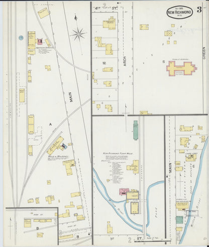Sanborn Fire Insurance Map from New Richmond, St. Croix County, Wisconsin (1892), Sheet #0003 - Complete Map Set gallery image, historic Sanborn map, vintage wall art, Wisconsin Wisconsin