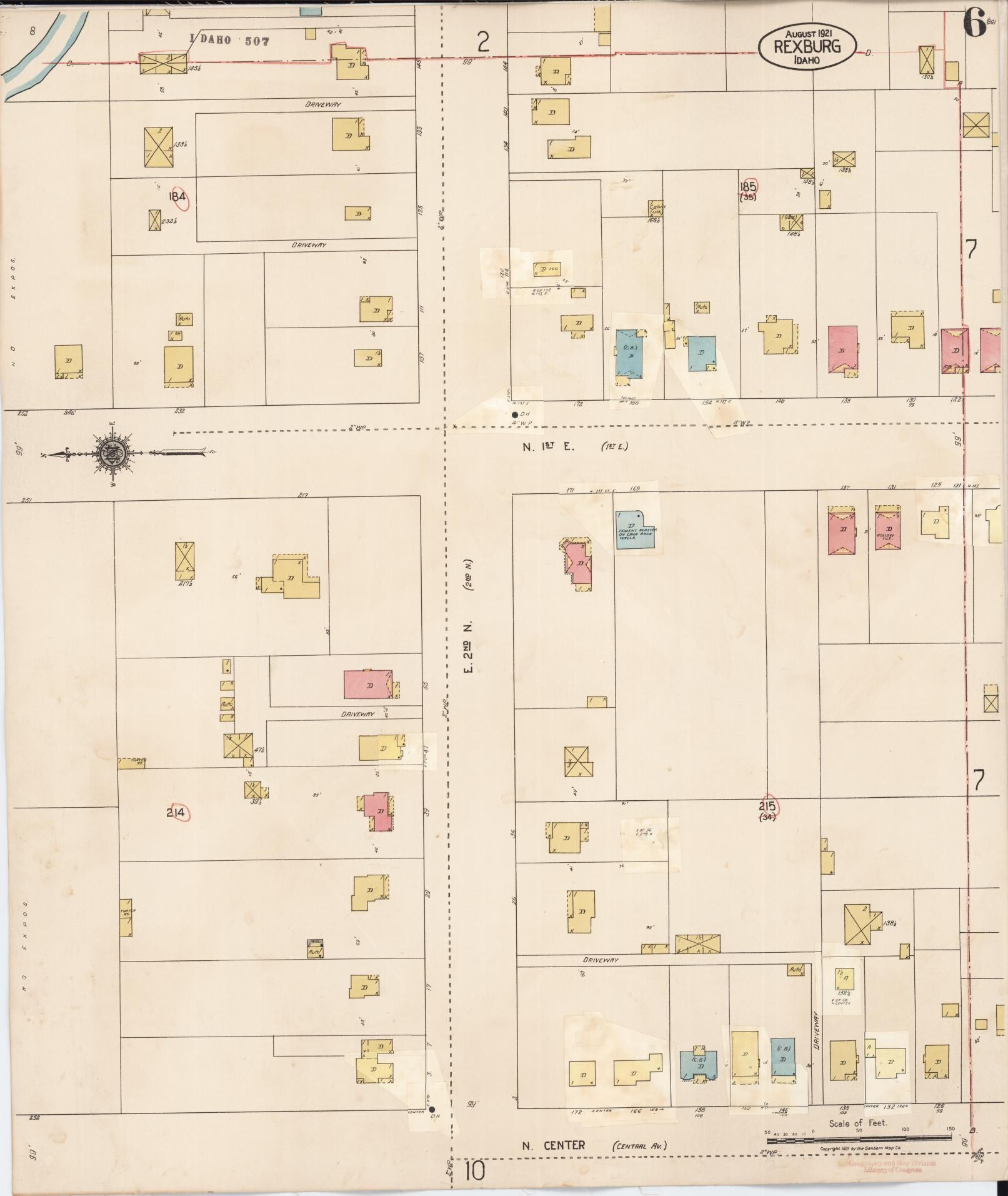 Sanborn Fire Insurance Map from Rexburg, Madison County, Idaho (1943), Sheet #0006 - Complete Map Set gallery image, historic Sanborn map, vintage wall art, Idaho Idaho
