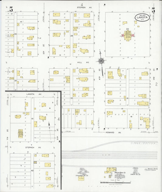 Sanborn Fire Insurance Map from Lakota, Nelson County, North Dakota (1928), Sheet #0005 - Historic Sanborn Fire Insurance Map Print, vintage old map wall art, antique decor, genealogy gift, North Dakota North Dakota map