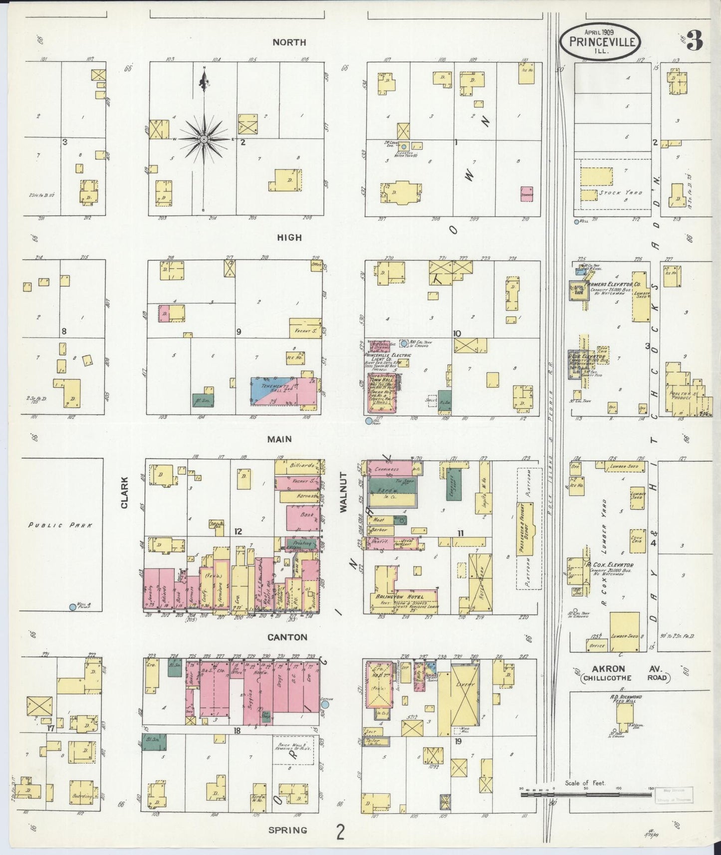Sanborn Fire Insurance Map from Princeville, Peoria County, Illinois (1909), Sheet #0003 - Complete Map Set gallery image, historic Sanborn map, vintage wall art, Illinois Illinois
