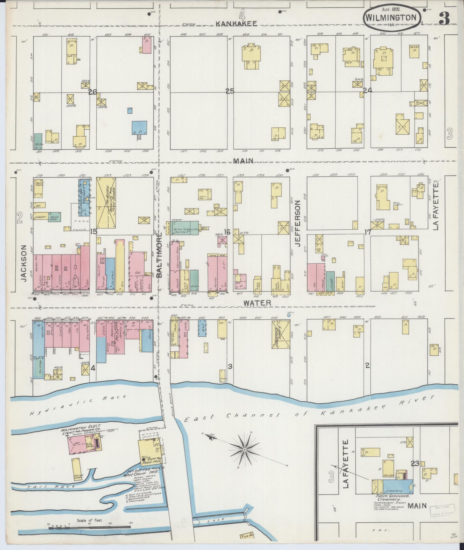 Sanborn Fire Insurance Map from Wilmington, Will County, Illinois (1892), Sheet #0003 - Complete Map Set gallery image, historic Sanborn map, vintage wall art, Illinois Illinois