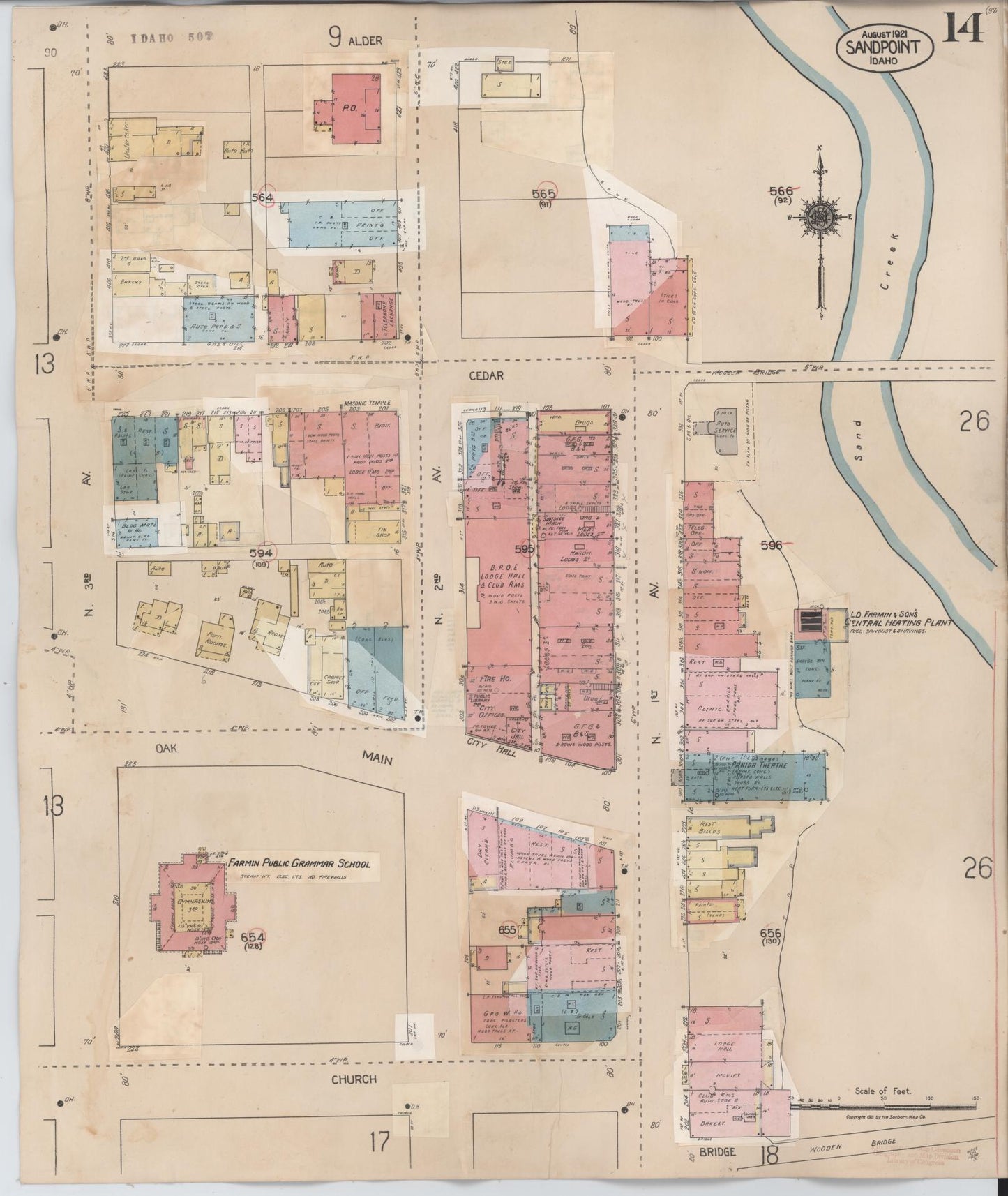 Sanborn Fire Insurance Map from Sandpoint, Bonner County, Idaho (1948), Sheet #0014 - Complete Map Set gallery image, historic Sanborn map, vintage wall art, Idaho Idaho