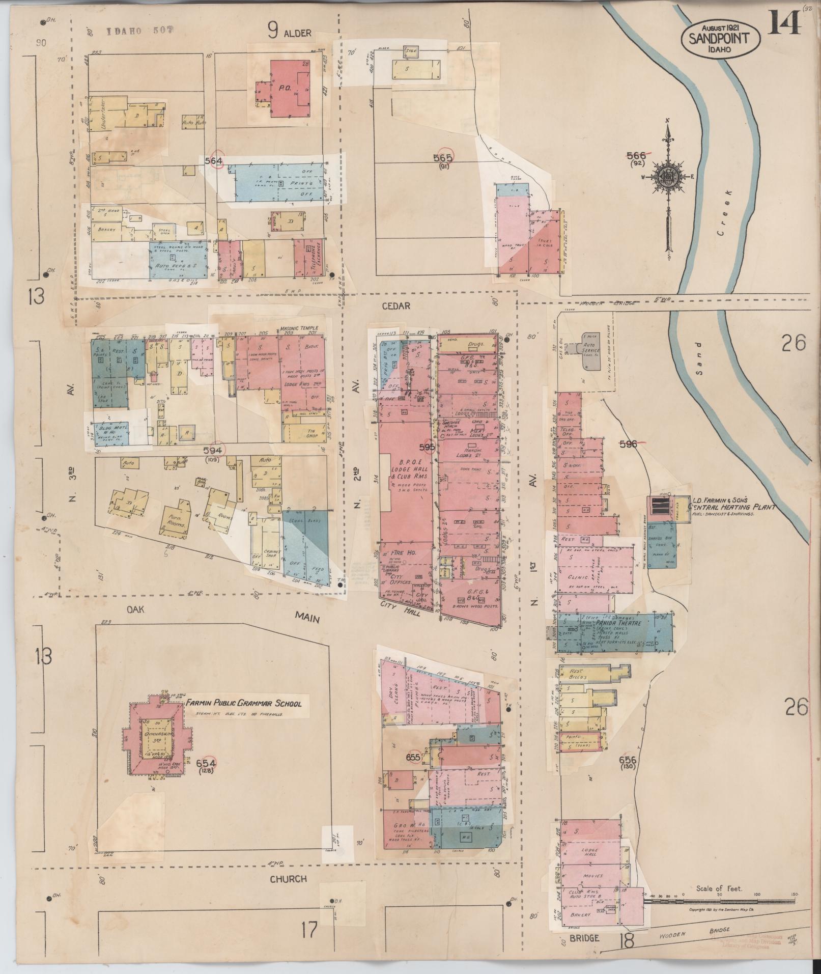 Sanborn Fire Insurance Map from Sandpoint, Bonner County, Idaho (1948), Sheet #0014 - Complete Map Set gallery image, historic Sanborn map, vintage wall art, Idaho Idaho