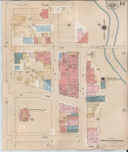Sanborn Fire Insurance Map from Sandpoint, Bonner County, Idaho (1948), Sheet #0014 - Complete Map Set gallery image, historic Sanborn map, vintage wall art, Idaho Idaho