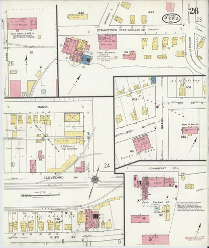 Sanborn Fire Insurance Map from Peru, Miami County, Indiana (1920), Sheet #0026 - Historic Sanborn Fire Insurance Map Print, vintage old map wall art, antique decor, genealogy gift, Indiana Indiana map