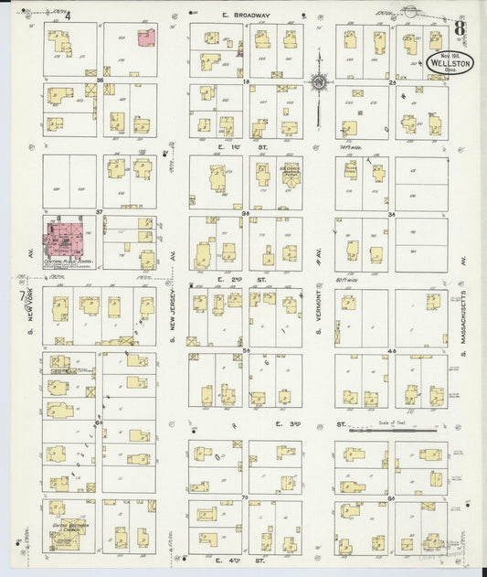 Sanborn Fire Insurance Map from Wellston, Jackson County, Ohio (1911), Sheet #0008 - Historic Sanborn Fire Insurance Map Print, vintage old map wall art, antique decor, genealogy gift, Ohio Ohio map