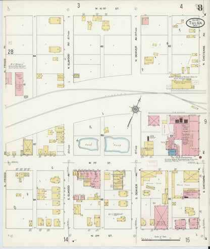 Sanborn Fire Insurance Map from Tulsa, Tulsa County, Oklahoma (1911), Sheet #0008 - Complete Map Set gallery image, historic Sanborn map, vintage wall art, Oklahoma Oklahoma