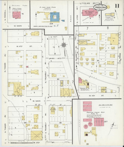 Sanborn Fire Insurance Map from Pawhuska, Osage County, Oklahoma (1916), Sheet #0011 - Complete Map Set gallery image, historic Sanborn map, vintage wall art, Oklahoma Oklahoma