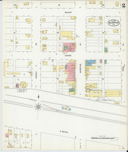 Sanborn Fire Insurance Map from Burrton, Harvey County, Kansas (1899), Sheet #0002 - Complete Map Set gallery image, historic Sanborn map, vintage wall art, Kansas Kansas