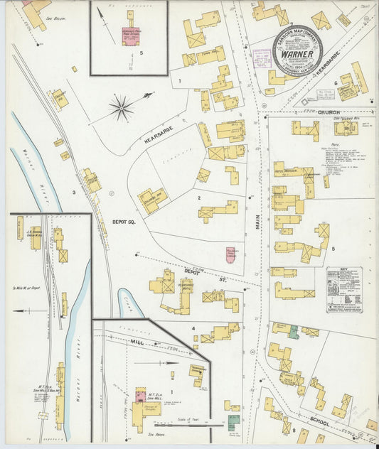 Sanborn Fire Insurance Map from Warner, Sullivan County, New Hampshire. (1904) – Historic Sanborn Fire Insurance Map Print