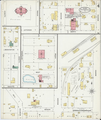 Sanborn Fire Insurance Map from Pittsfield, Pike County, Illinois (1898), Sheet #0004 - Complete Map Set gallery image, historic Sanborn map, vintage wall art, Illinois Illinois