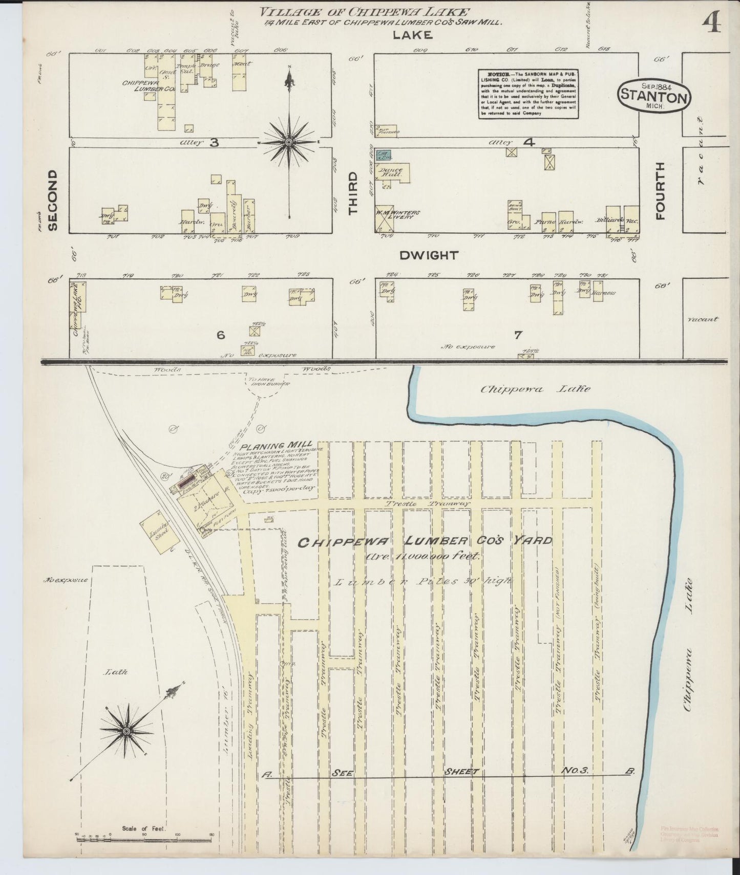 Sanborn Fire Insurance Map from Stanton, Montcalm County, Michigan (1884), Sheet #0004 - Historic Sanborn Fire Insurance Map Print, vintage old map wall art, antique decor, genealogy gift, Michigan Michigan map
