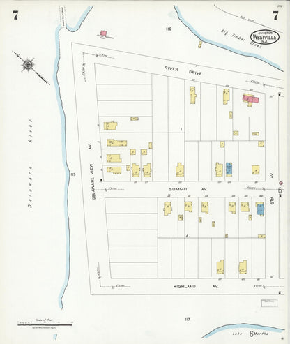 Sanborn Fire Insurance Map from Westville, Gloucester County, New Jersey (1926), Sheet #0007 - Complete Map Set gallery image, historic Sanborn map, vintage wall art, New Jersey New Jersey