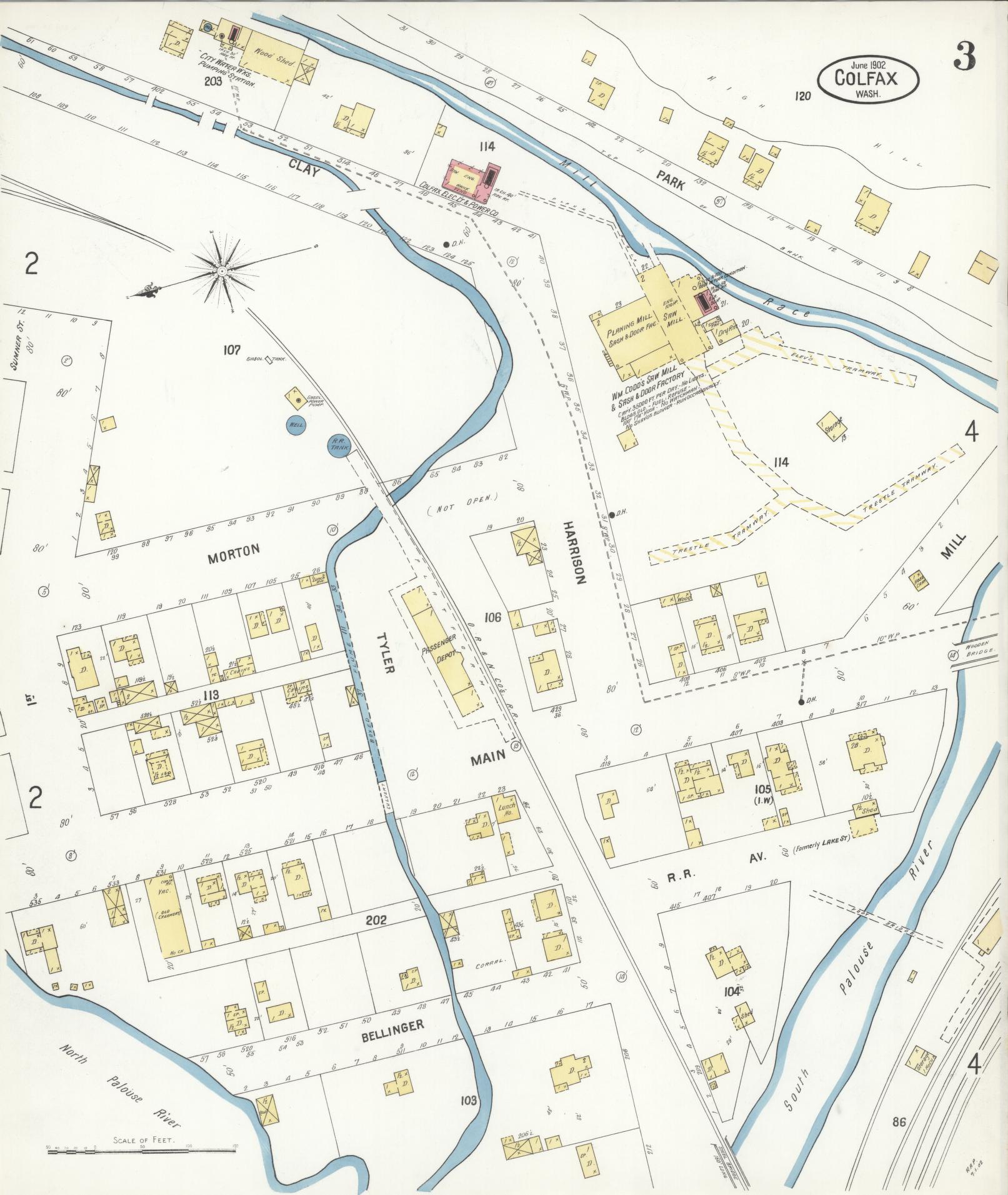 Sanborn Fire Insurance Map from Colfax, Whitman County, Washington (1902), Sheet #0003 - Complete Map Set gallery image, historic Sanborn map, vintage wall art, Washington Washington