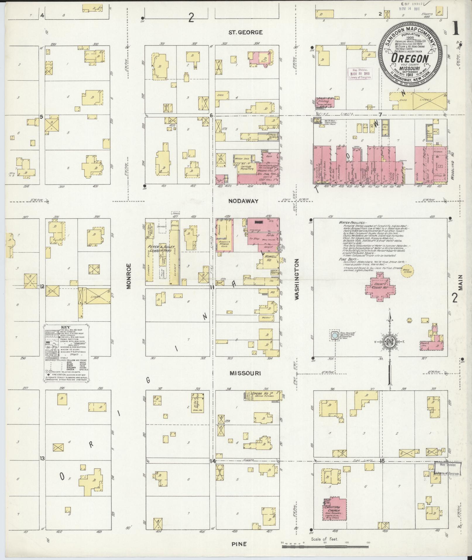 Sanborn Fire Insurance Map from Oregon, Holt County, Missouri. (1911) – Historic Sanborn Fire Insurance Map Print