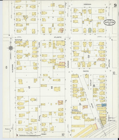 Sanborn Fire Insurance Map from Appleton, Outagamie County, Wisconsin (1911), Sheet #0009 - Complete Map Set gallery image, historic Sanborn map, vintage wall art, Wisconsin Wisconsin
