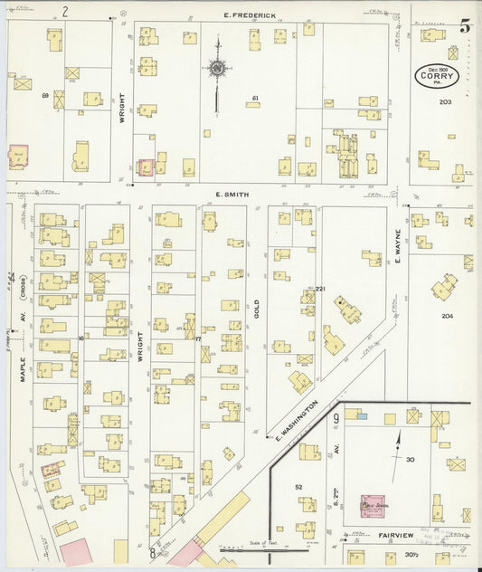 Sanborn Fire Insurance Map from Corry, Erie County, Pennsylvania (1909), Sheet #0005 - Historic Sanborn Fire Insurance Map Print, vintage old map wall art, antique decor, genealogy gift, Pennsylvania Pennsylvania map